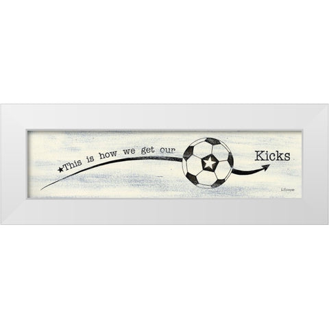 Soccer - Kicks White Modern Wood Framed Art Print by Spivey, Linda