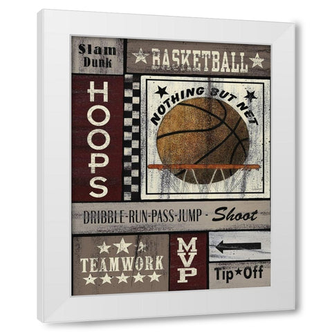 Basketball Hoops White Modern Wood Framed Art Print by Spivey, Linda