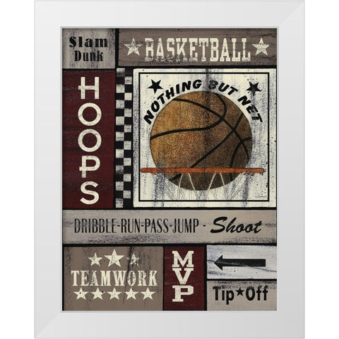 Basketball Hoops White Modern Wood Framed Art Print by Spivey, Linda