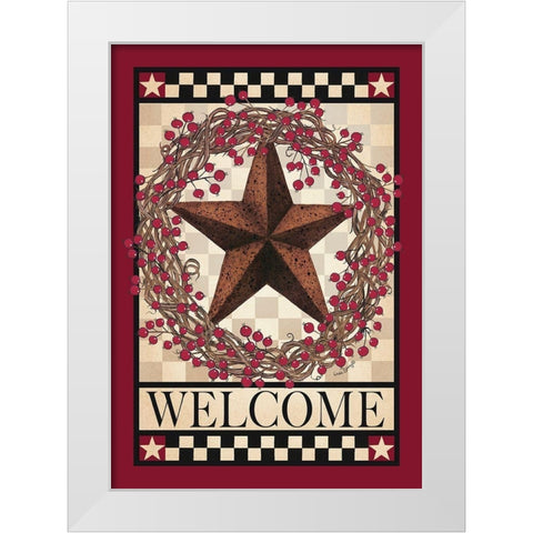 Barn Star Berry Wreath White Modern Wood Framed Art Print by Spivey, Linda