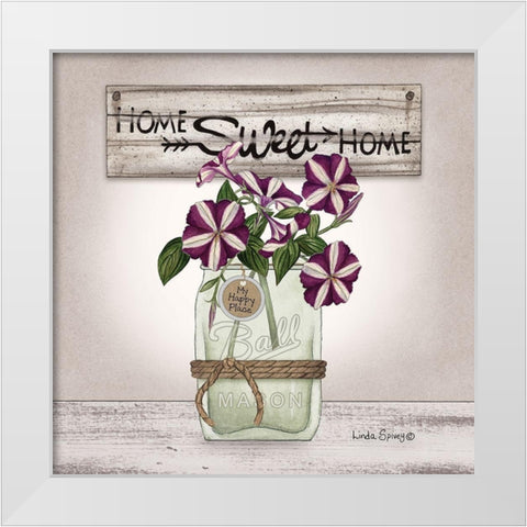 Petunias in Jar White Modern Wood Framed Art Print by Spivey, Linda