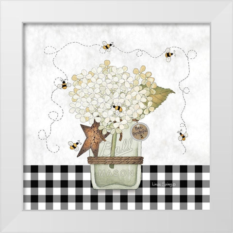 Bee Grateful White Modern Wood Framed Art Print by Spivey, Linda