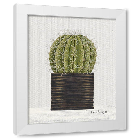 Potted Cactus White Modern Wood Framed Art Print by Spivey, Linda