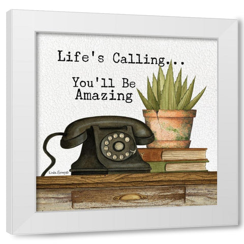 Lifes Calling White Modern Wood Framed Art Print by Spivey, Linda