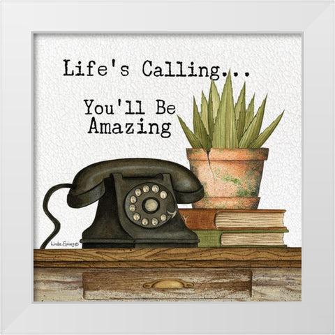 Lifes Calling White Modern Wood Framed Art Print by Spivey, Linda