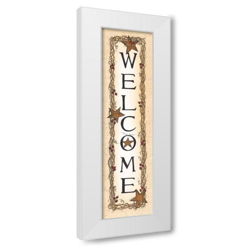 Viney Welcome White Modern Wood Framed Art Print by Spivey, Linda