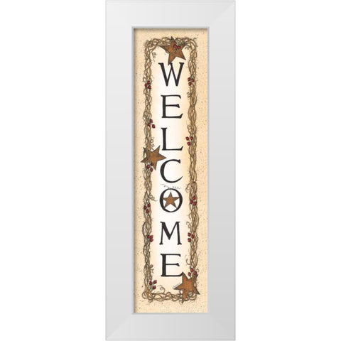 Viney Welcome White Modern Wood Framed Art Print by Spivey, Linda