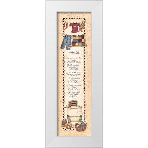 Laundry Rules White Modern Wood Framed Art Print by Spivey, Linda