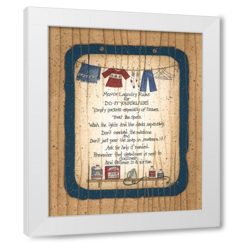 Moms Laundry Rules White Modern Wood Framed Art Print by Spivey, Linda