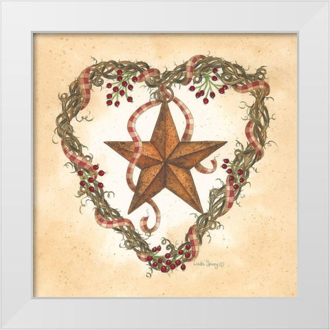 Barnstar with Heart Wreath White Modern Wood Framed Art Print by Spivey, Linda