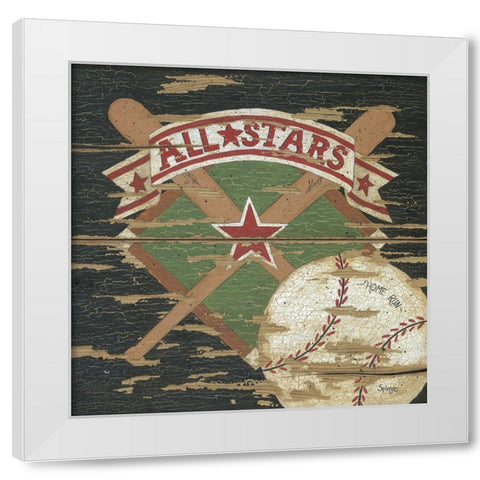 All Stars White Modern Wood Framed Art Print by Spivey, Linda