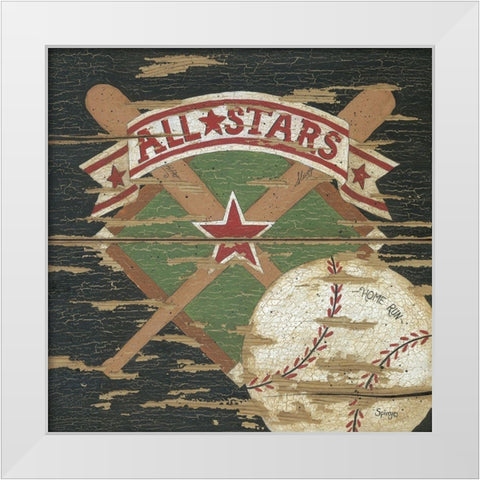 All Stars White Modern Wood Framed Art Print by Spivey, Linda