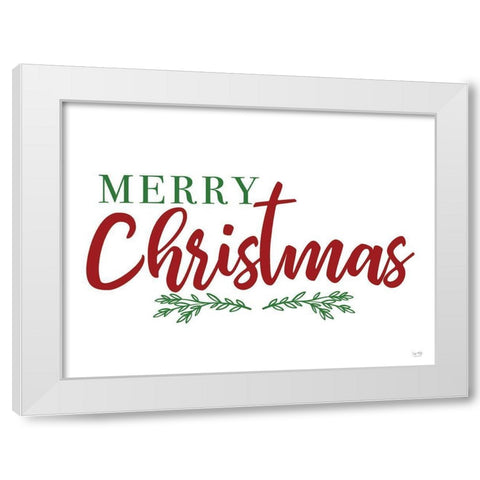 Merry Christmas White Modern Wood Framed Art Print by Lux + Me Designs
