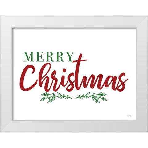 Merry Christmas White Modern Wood Framed Art Print by Lux + Me Designs