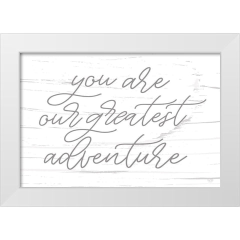 Greatest Adventure White Modern Wood Framed Art Print by Lux + Me Designs