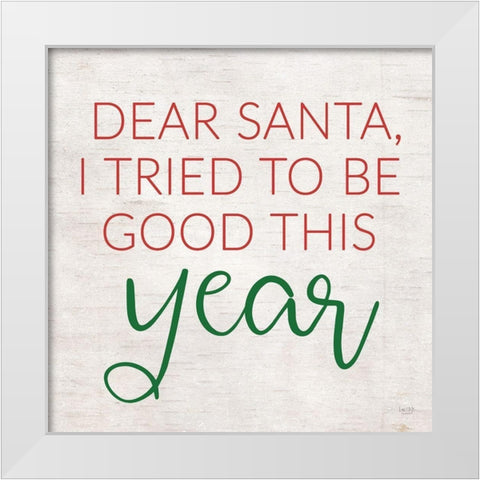 Dear Santa White Modern Wood Framed Art Print by Lux + Me Designs