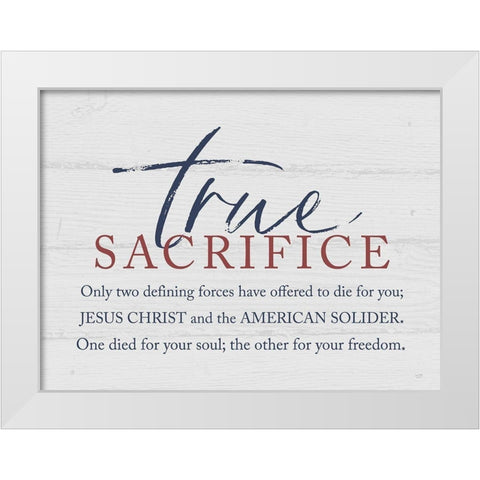 True Sacrifice White Modern Wood Framed Art Print by Lux + Me Designs