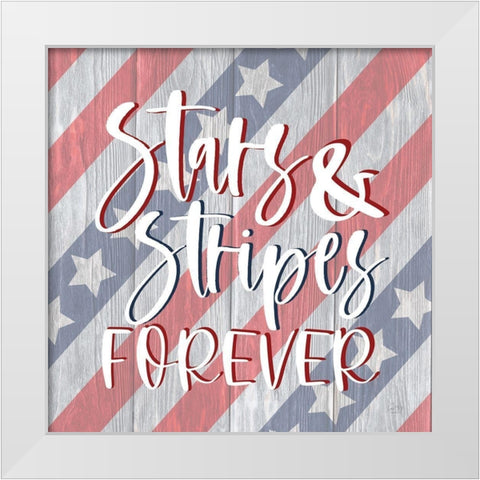 Stars and Stripes Forever I White Modern Wood Framed Art Print by Lux + Me Prints