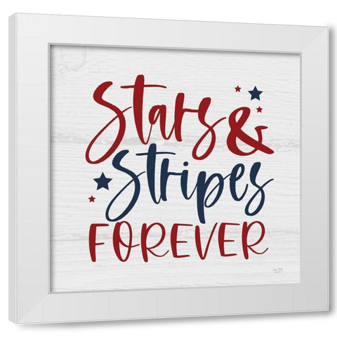 Stars and Stripes Forever II White Modern Wood Framed Art Print by Lux + Me Designs