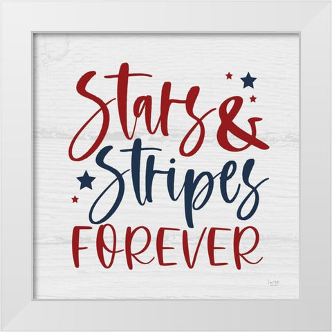 Stars and Stripes Forever II White Modern Wood Framed Art Print by Lux + Me Designs