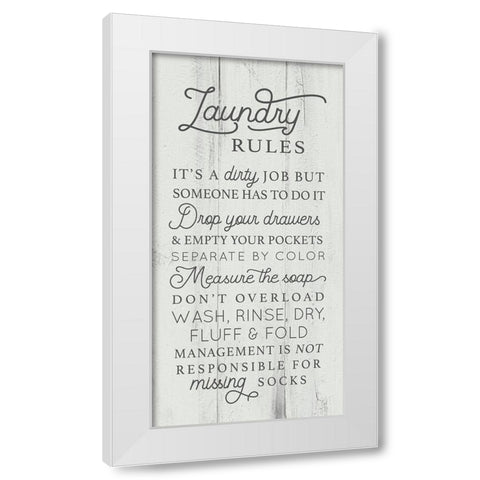 Laundry Rules White Modern Wood Framed Art Print by Lux + Me Designs