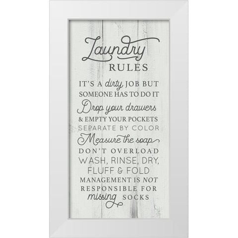 Laundry Rules White Modern Wood Framed Art Print by Lux + Me Designs