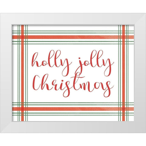 Holly Jolly Christmas White Modern Wood Framed Art Print by Lux + Me Designs