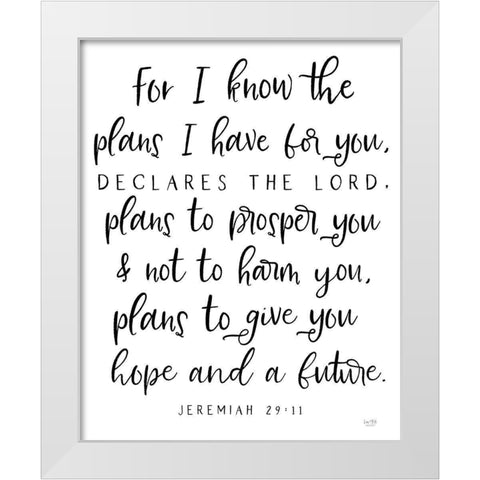 The Plans I Have For You White Modern Wood Framed Art Print by Lux + Me Designs
