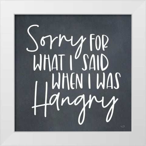 Hangry White Modern Wood Framed Art Print by Lux + Me Designs