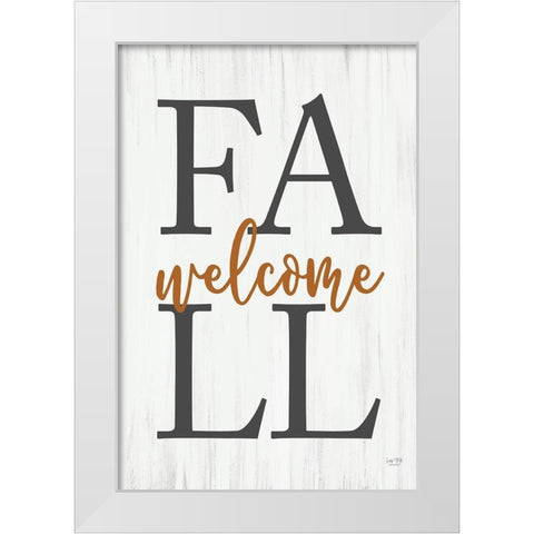 Welcome Fall White Modern Wood Framed Art Print by Lux + Me Designs