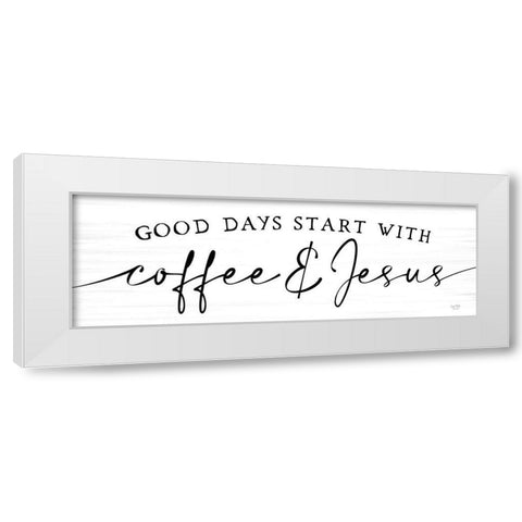 Coffee And Jesus White Modern Wood Framed Art Print by Lux + Me Designs