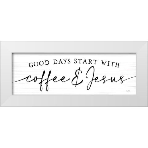Coffee And Jesus White Modern Wood Framed Art Print by Lux + Me Designs
