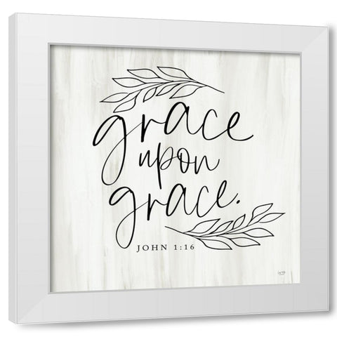 Grace Upon Grace White Modern Wood Framed Art Print by Lux + Me Designs