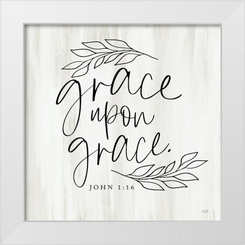Grace Upon Grace White Modern Wood Framed Art Print by Lux + Me Designs