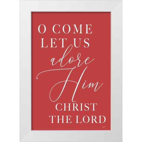 O Come Let Us Adore Him    White Modern Wood Framed Art Print by Lux + Me Designs
