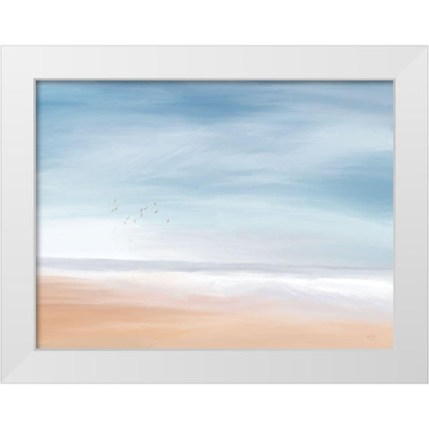 Honors Beach White Modern Wood Framed Art Print by Lux + Me Designs