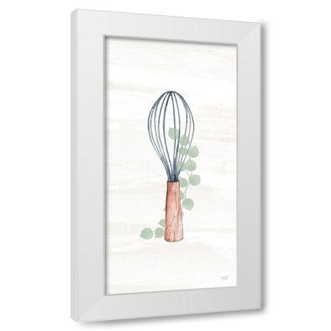 Kitchen Utensils - Wooden Whisk White Modern Wood Framed Art Print by Lux + Me Designs