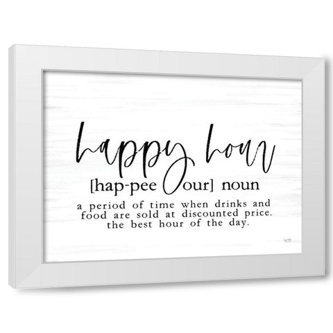 Happy Hour Definition White Modern Wood Framed Art Print by Lux + Me Designs