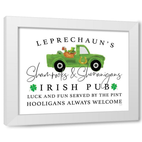 Irish Pub White Modern Wood Framed Art Print by Lux + Me Designs