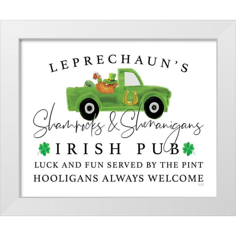 Irish Pub White Modern Wood Framed Art Print by Lux + Me Designs