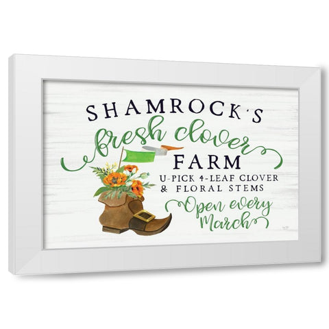 Shamrocks Fresh Clover Farm White Modern Wood Framed Art Print by Lux + Me Designs