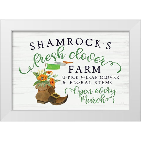 Shamrocks Fresh Clover Farm White Modern Wood Framed Art Print by Lux + Me Designs