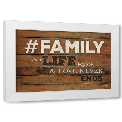 FAMILY - Where Life Begins White Modern Wood Framed Art Print by Rae, Marla