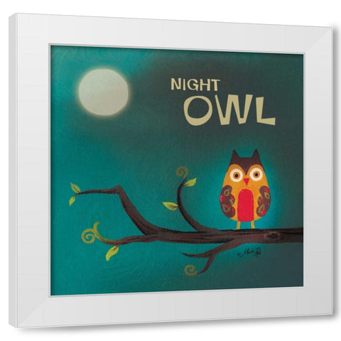 Night Owl I White Modern Wood Framed Art Print by Rae, Marla