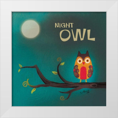 Night Owl I White Modern Wood Framed Art Print by Rae, Marla