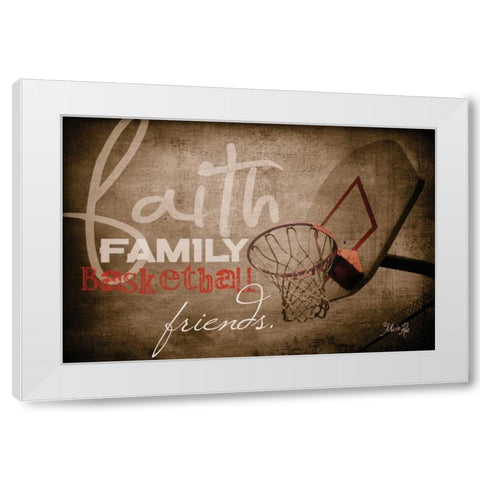 Faith, Family, Basketball White Modern Wood Framed Art Print by Rae, Marla