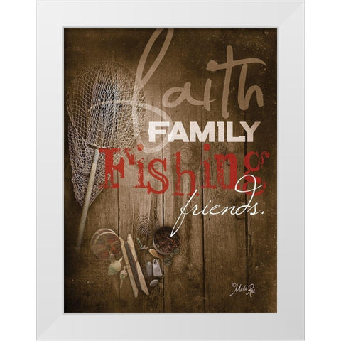 Faith Family Fishing White Modern Wood Framed Art Print by Rae, Marla