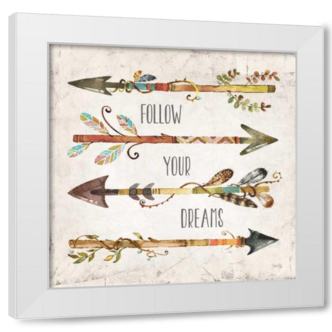 Follow Your Dreams White Modern Wood Framed Art Print by Rae, Marla
