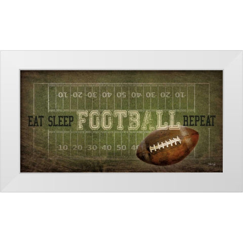 Eat, Sleep, Football, Repeat     White Modern Wood Framed Art Print by Rae, Marla