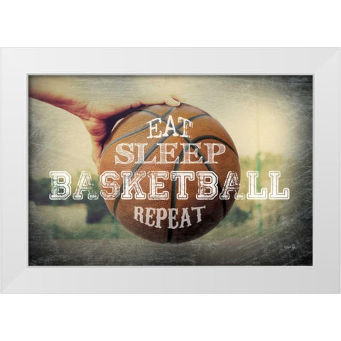 Eat, Sleep, Basketball, Repeat White Modern Wood Framed Art Print by Rae, Marla
